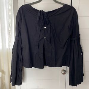 Free people bell sleeve black blouse